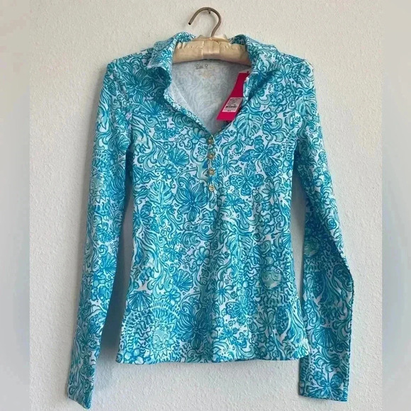 Lilly Pulitzer Reema Long Sleeve Top in Resort White Took Me By Sunrise Size XXS - Picture 4 of 6